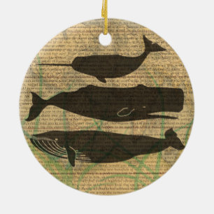 Ornement En Céramique Baleine antique Vie marine