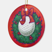 Ornement En Céramique Ball de golf Fer de Noël en rouge (Gauche)