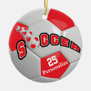 Ornement En Céramique Balle de football - Rouge Personnaliser