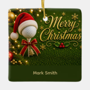 Ornement En Céramique Balle de golf avec thème de Noël