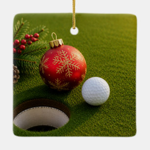 Ornement En Céramique Balle de golf avec thème de Noël
