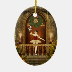 Ornement En Céramique Ballerina Nutcracker Personnalisé Oval Ornament