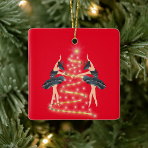 Ornement En Céramique Ballerine papillon princesse bleu et or