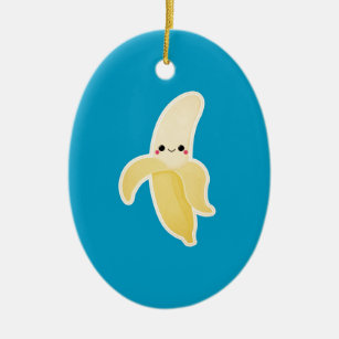 Ornement En Céramique Banane de Kawaii sur le bleu