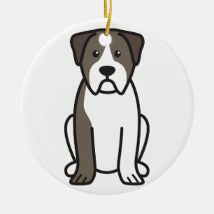 Ornement En Céramique Bande dessinée de chien de bouledogue de sang ble