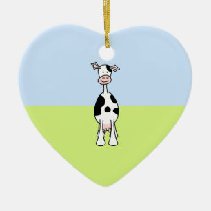 Ornement En Céramique Bande dessinée noire et blanche de vache. Avant