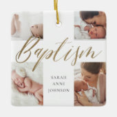 Ornement En Céramique Baptism Calligraphy Photo Collage Baby Keepsake (Devant)