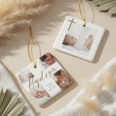 Ornement En Céramique Baptism Calligraphy Photo Collage Baby Keepsake