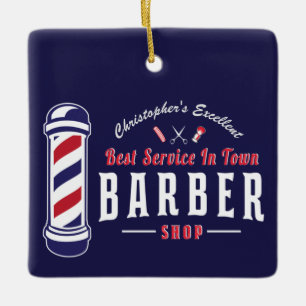 Ornement En Céramique Barbershop Stylist Meilleur service Barbier Monogr