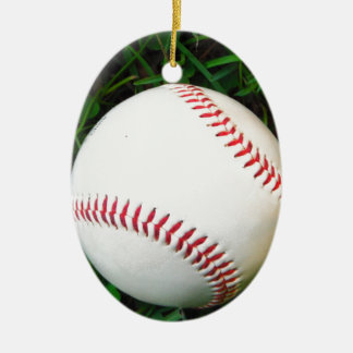 Ornement En Céramique Baseball blanc avec points rouges