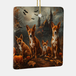 Ornement En Céramique Basenji Halloween Chien De Nuit Délice