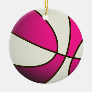 Ornement En Céramique Basket-ball - Blanc/Rose