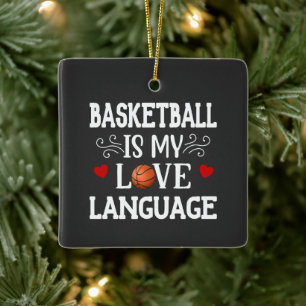 Ornement En Céramique Basket-ball est ma langue d'amour Noël