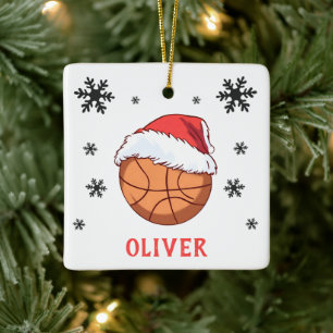 Ornement En Céramique Basketball Casquette de Père Noël Flocon de Neige