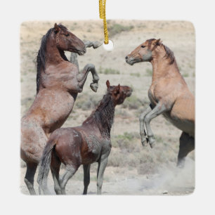 Ornement En Céramique Bassin de lavage de sable Chevaux sauvages Ornemen