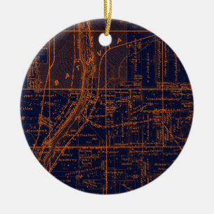 ORNEMENT EN CÉRAMIQUE BATAVIA ILLINOIS 1871 CARTE FOX RIVER VALLEY