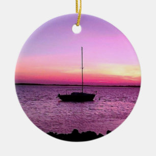 ORNEMENT EN CÉRAMIQUE BATEAU À VOILE AU SLEVER CHRISTMAS/ORNEMENT AMUSAN