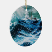 Ornement En Céramique Bateau dans la mer dans la tempête (Droite)