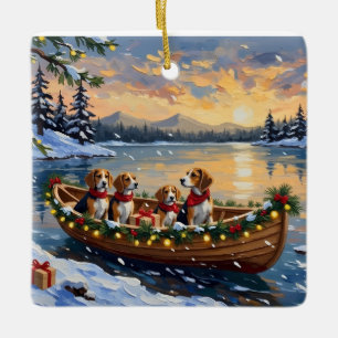 Ornement En Céramique Bateau de Noël Beagle Fêtes