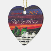 Ornement En Céramique Bateau fait sur commande de Noël - premier Noël (Gauche)