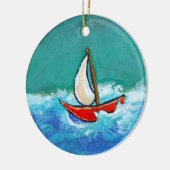 Ornement En Céramique Bateau original d'amusement de navigation peignant (Gauche)