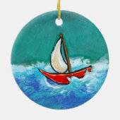 Ornement En Céramique Bateau original d'amusement de navigation peignant (Dos)