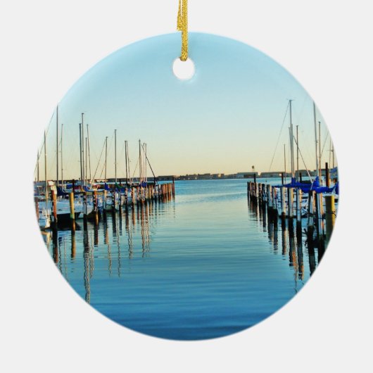 Ornement En Céramique Bateaux à la marina par Shirley Taylor (Dos)