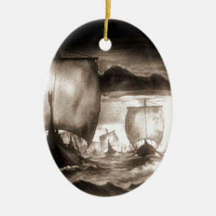 ORNEMENT EN CÉRAMIQUE BATEAUX DE VIKING