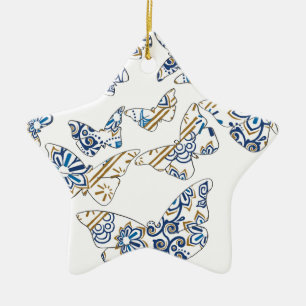 Ornement En Céramique batik et papillon no.4