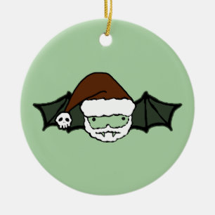 Ornement En Céramique Batte de Père Noël de vampire