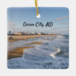 Ornement En Céramique Beach at Ocean City<br><div class="desc">Tide rolling onto the beach at Ocean City,  Maryland in autumn</div>
