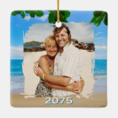 Ornement En Céramique Beach Cocktails First Married Christmas (Dos)