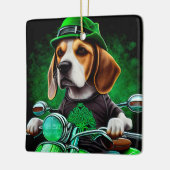 Ornement En Céramique Beagle Chien conduisant vélo St. Patrick's Day (Gauche)