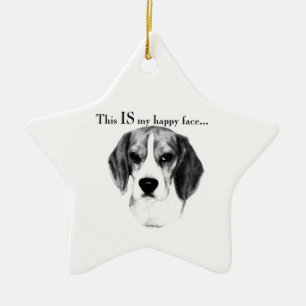 Ornement En Céramique Beagle Joyeux Visage; Joyeux Beagle; Beagle grinch