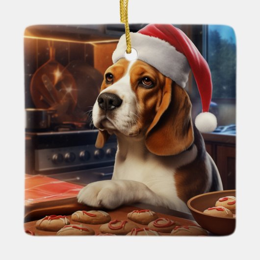 Ornement En Céramique Beagle Noël Cookies Festive Festive (Devant)