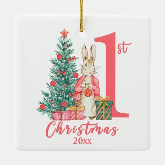 Ornement En Céramique Beatrix Potter 1er Noël Pink Holiday (Dos)