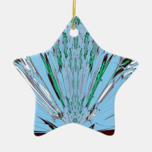 Ornement En Céramique Beau Aqua Bleu Extraordinaire Motif Art Floral