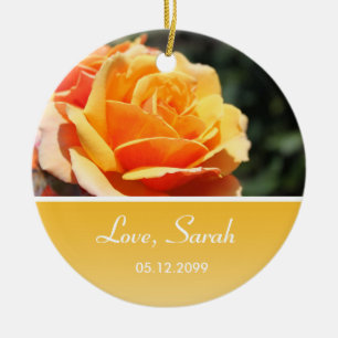 Ornement En Céramique beau cadeau d'anniversaire de rose jaune d'un ami
