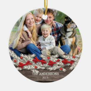 Ornement En Céramique Beau Noël rustique de photo de famille