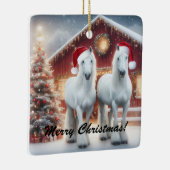 Ornement En Céramique Beautiful White Horses wearing a santa hats (Droite)