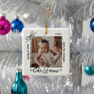 Ornement En Céramique Bébé 1er Noël Mini main dessinée Scribble Bow
