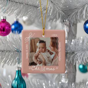 Ornement En Céramique Bébé 1er Noël Mini main dessinée Scribble Bow