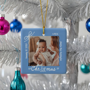 Ornement En Céramique Bébé 1er Noël Mini main dessinée Scribble Bow