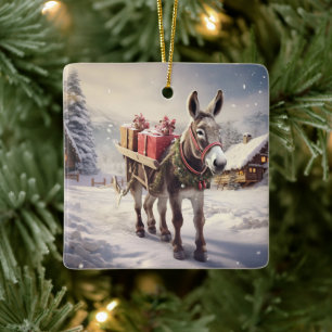 Ornement En Céramique Bébé Donkey Family Orament, Amateurs d'âne Cadeaux