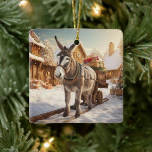 Ornement En Céramique Bébé Donkey Family Orament, Amateurs d'âne Cadeaux