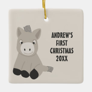 Ornement En Céramique Bébé Donkey personnalisé photo de Noël