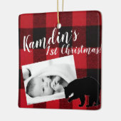 Ornement En Céramique Bébé personnalisé XMAS Ornament Rouge Buffalo Plai (Gauche)