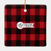 Ornement En Céramique Bébé personnalisé XMAS Ornament Rouge Buffalo Plai (Dos)