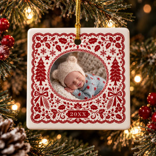 Ornement En Céramique Bébé Photo Art Populaire Scandinave Cône de Pin Ro