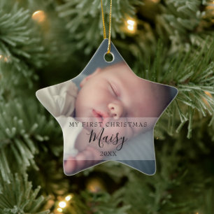 Ornement En Céramique Bébé Photos mignonnes première étoile de Noël